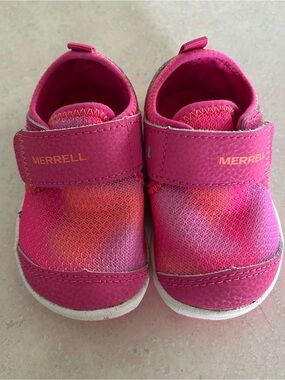 Merrell Kids Pink and Orange Hook-and-Loop Slip-On Sneakers